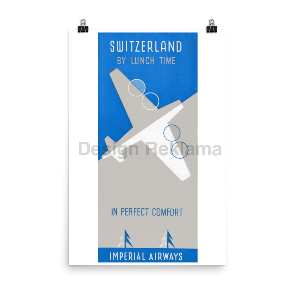 Imperial Airways Brochure "Switzerland by Lunch Time in Perfect Comfort," 1936.  Designed by Lee-Elliott. Unframed Vintage Travel Poster Vintage Travel Poster Design Reklama