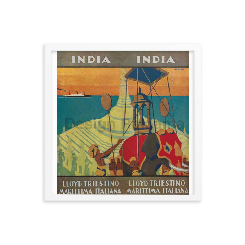 India Lloyd Triestino Marittima Italiana, 1931. Framed Vintage Travel Poster Vintage Travel Poster Design Reklama