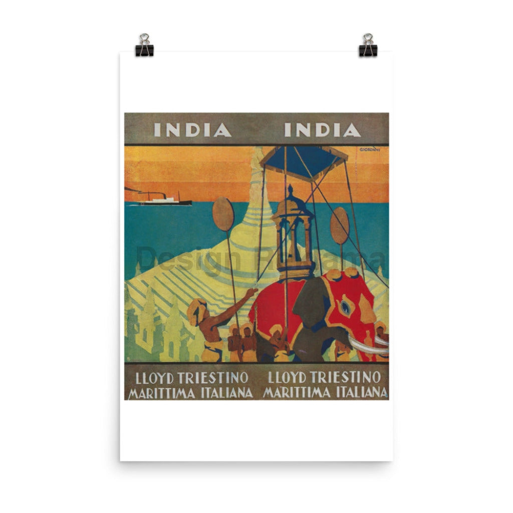 India Lloyd Triestino Marittima Italiana, 1931. Unframed Vintage Travel Poster Vintage Travel Poster Design Reklama