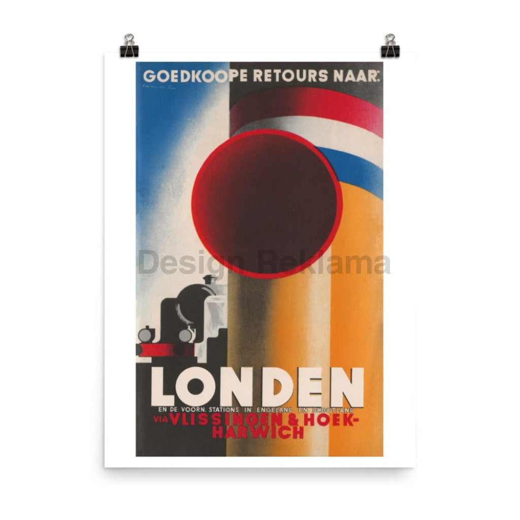 Inexpensive Return Trips To London Via Vlissingen & Harwich, 1938. Unframed Vintage Travel Poster Vintage Travel Poster Design Reklama