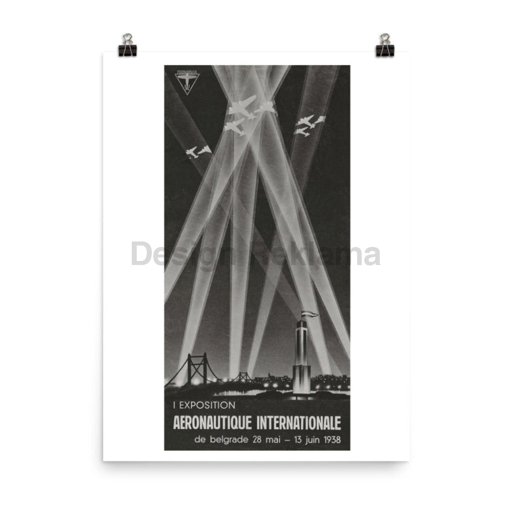 International Aeronautic Exposition Belgrade, 1938. Unframed Vintage Travel Poster Unframed Poster Design Reklama