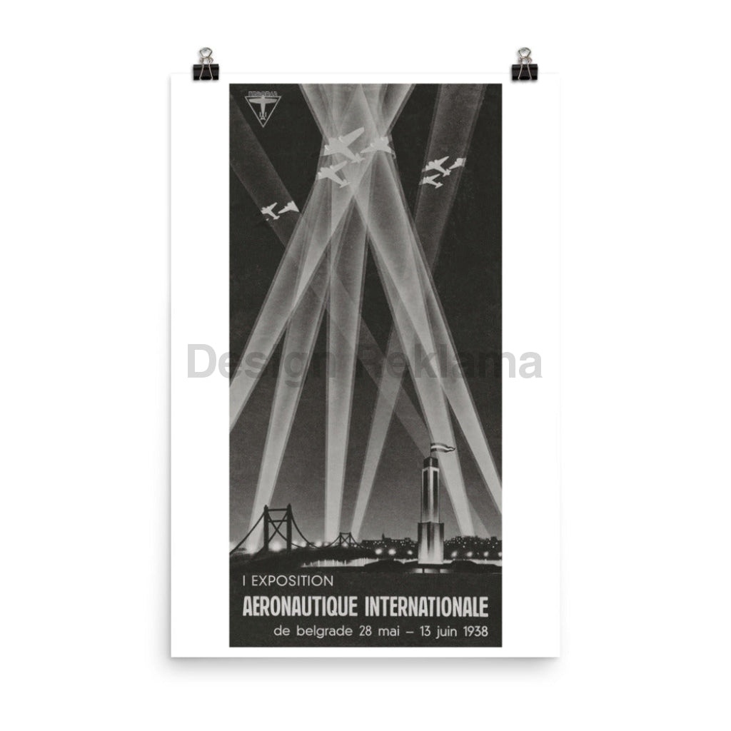 International Aeronautic Exposition Belgrade, 1938. Unframed Vintage Travel Poster Unframed Poster Design Reklama