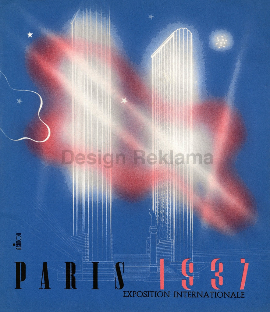 International Exposition Paris, France 1937 (Paris World's Fair). Unframed Vintage Travel Poster Vintage Travel Poster Design Reklama