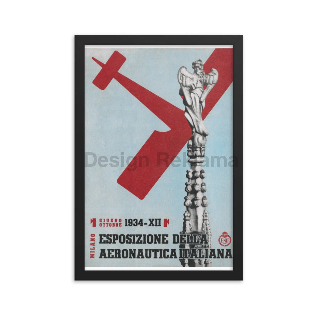 Italian Aeronautic Exposition Milan, 1934 published by Italian ENIT. Framed Vintage Travel Poster Vintage Travel Poster Design Reklama