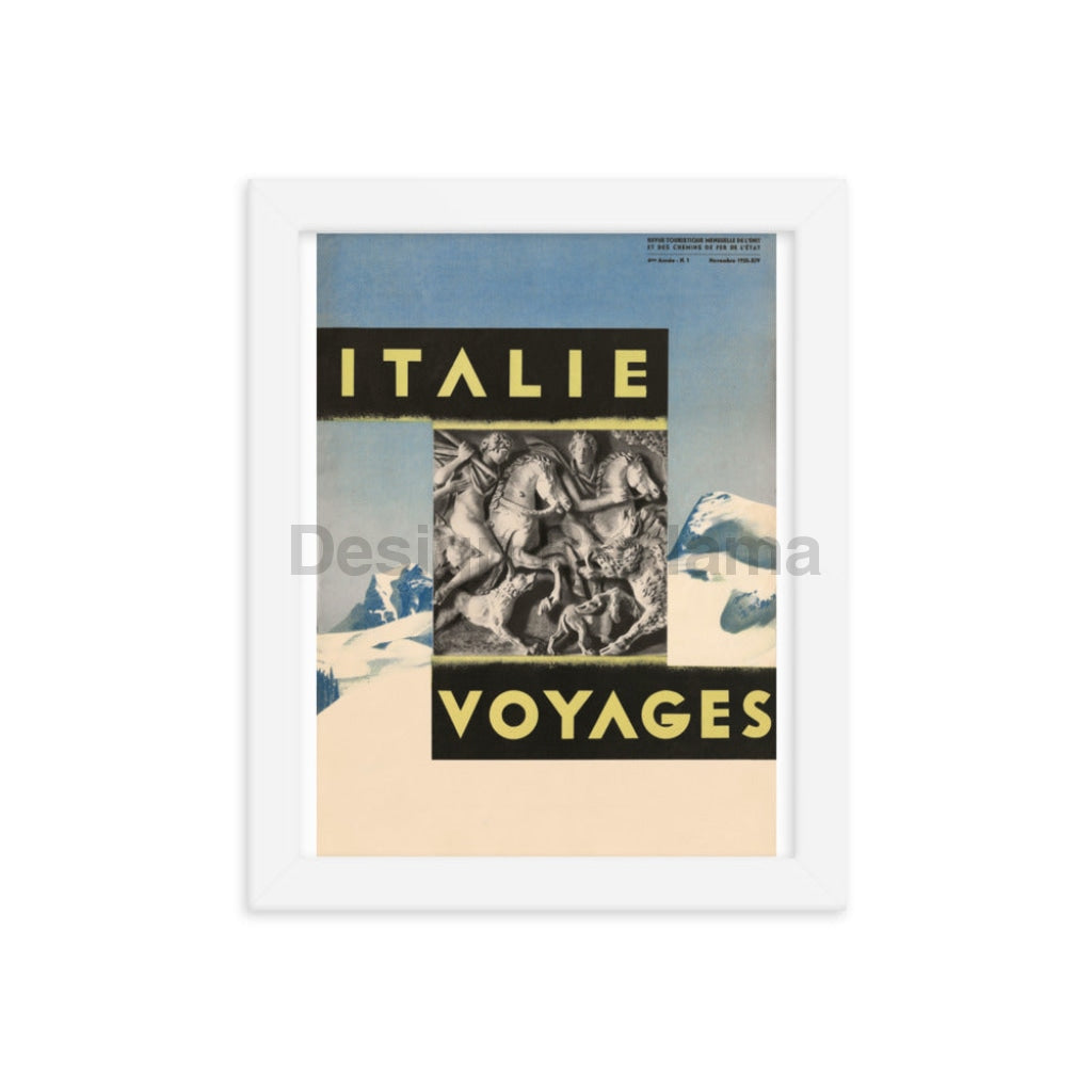Italian Mountains - Travel in Italy, 1935. Framed Vintage Travel Poster Vintage Travel Poster Design Reklama