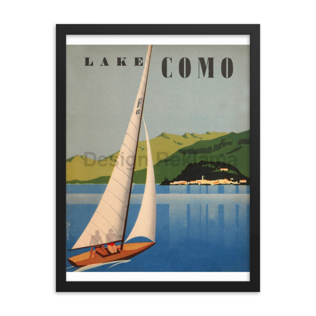 Lake Como, Italy 1938. Designed by A. Mercatali. Framed Vintage Travel Poster Vintage Travel Poster Design Reklama