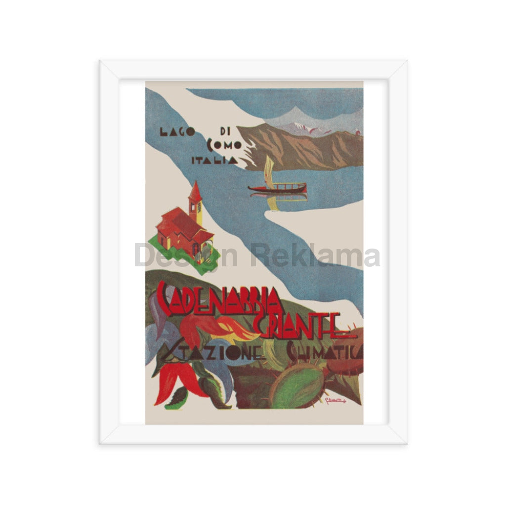 Lake Como, Italy circa 1933. Framed Vintage Travel Poster Vintage Travel Poster Design Reklama