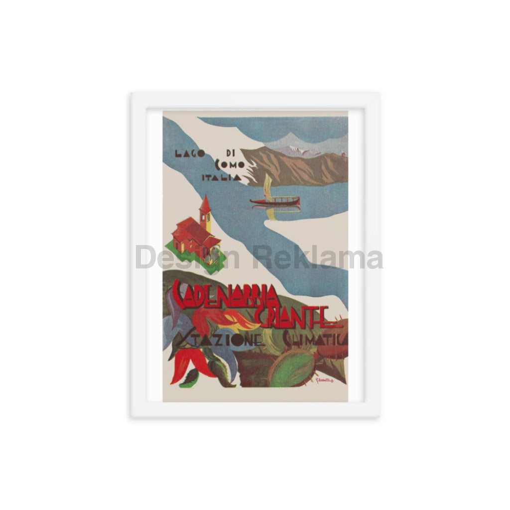Lake Como, Italy circa 1933. Framed Vintage Travel Poster Vintage Travel Poster Design Reklama