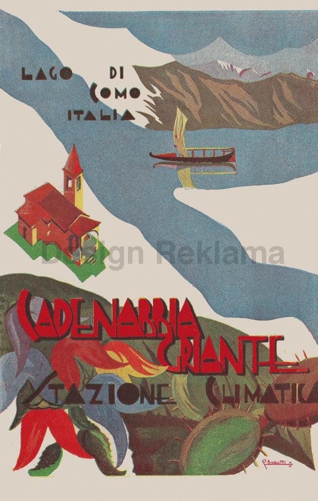Lake Como, Italy circa 1933. Unframed Vintage Travel Poster Vintage Travel Poster Design Reklama