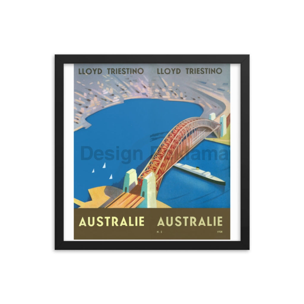 Lloyd Triestino Lines To Australia, 1935. Framed Vintage Travel Poster Vintage Travel Poster Design Reklama