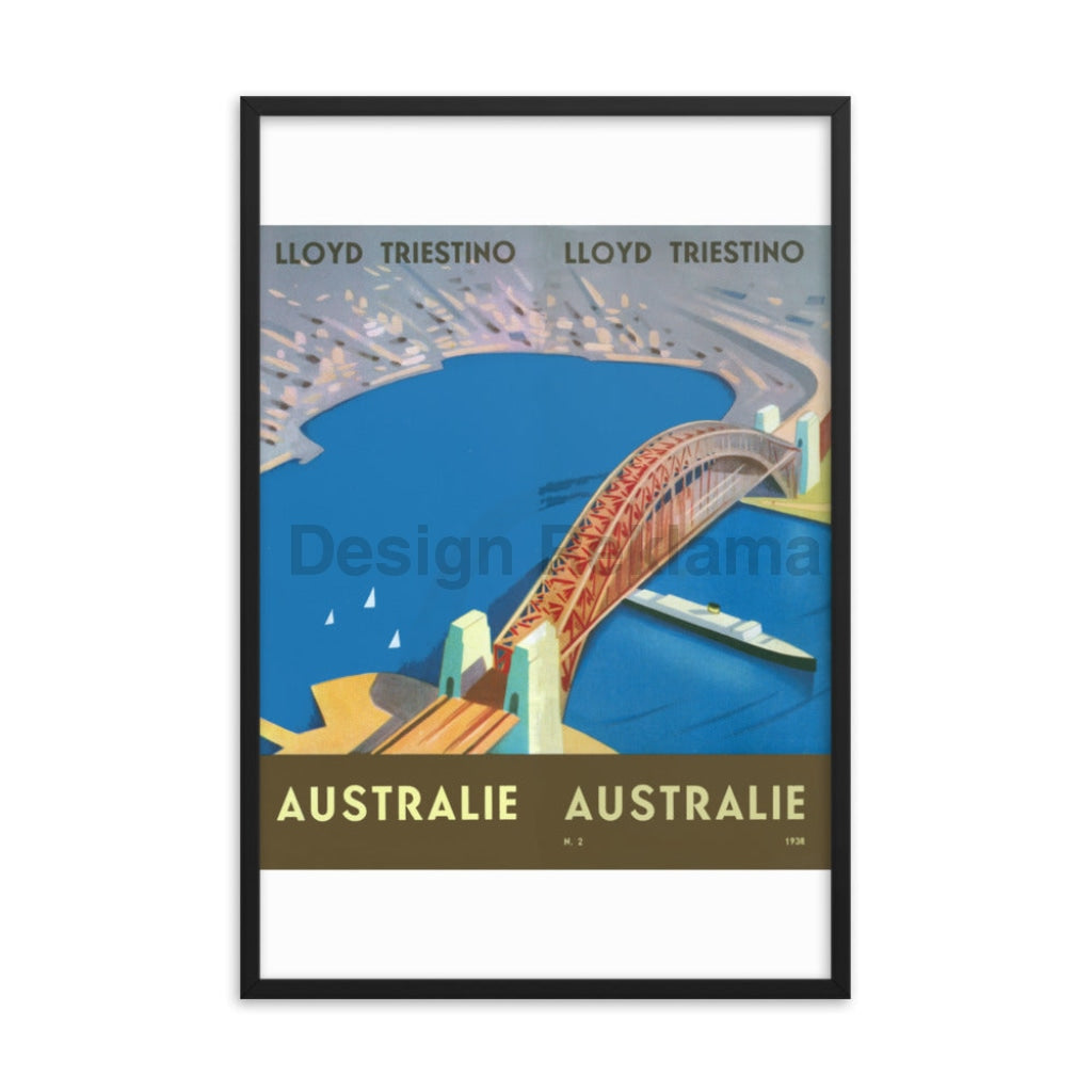 Lloyd Triestino Lines To Australia, 1935. Framed Vintage Travel Poster Vintage Travel Poster Design Reklama