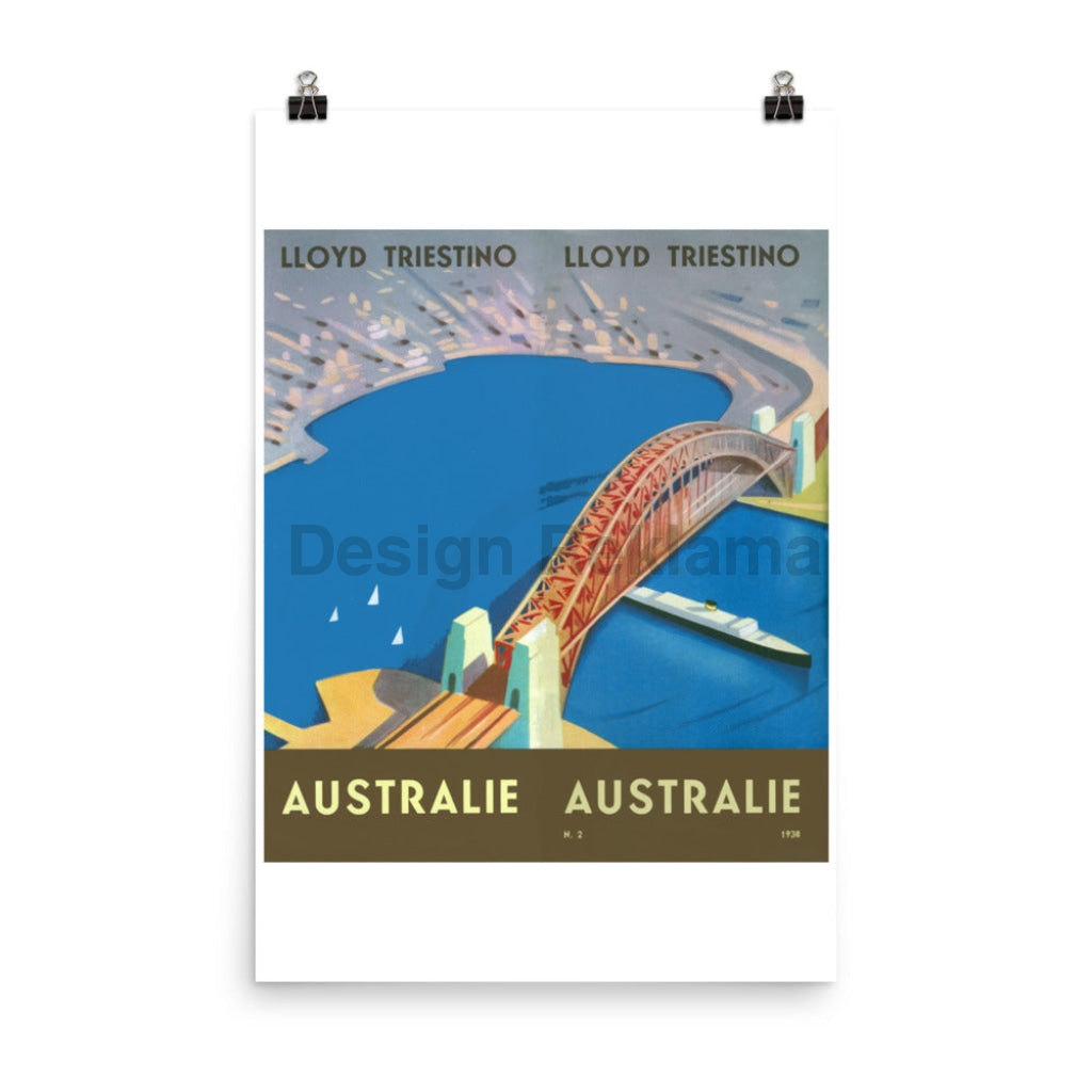 Lloyd Triestino Lines To Australia, 1935. Unframed Vintage Travel Poster Vintage Travel Poster Design Reklama
