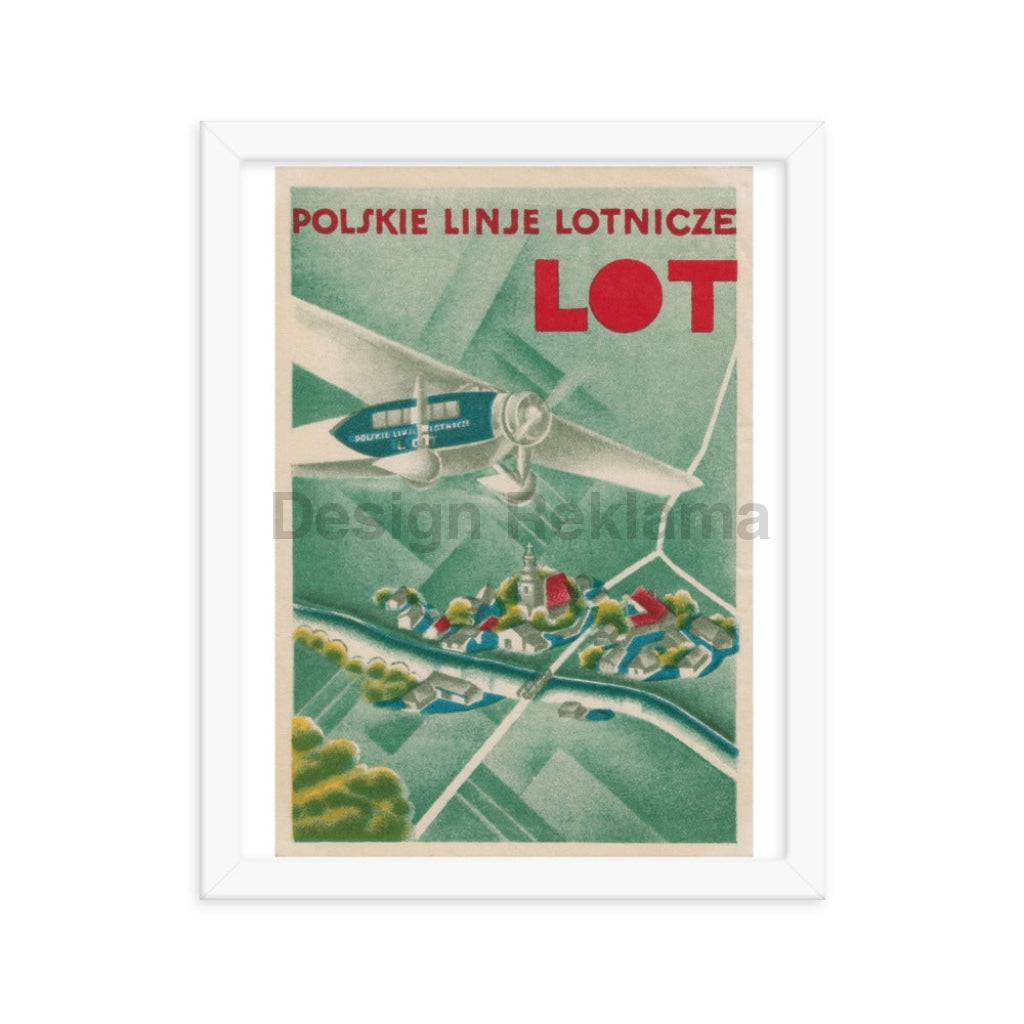 LOT Polish Airlines, 1935. Version 2. Framed Vintage Travel Poster Vintage Travel Poster Design Reklama