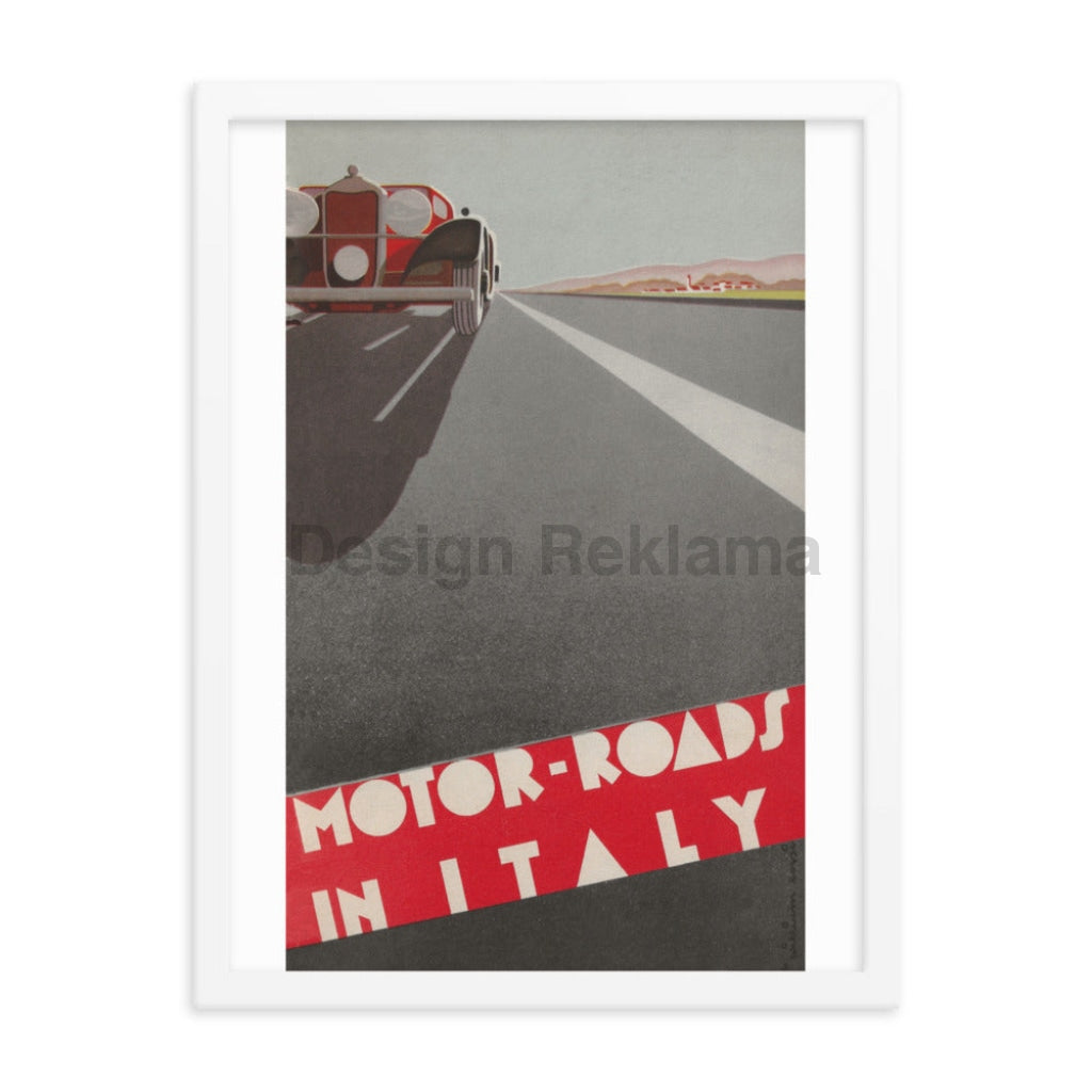 Motor-Roads in Italy Poster, 1933. Framed Vintage Travel Poster Vintage Travel Poster Design Reklama