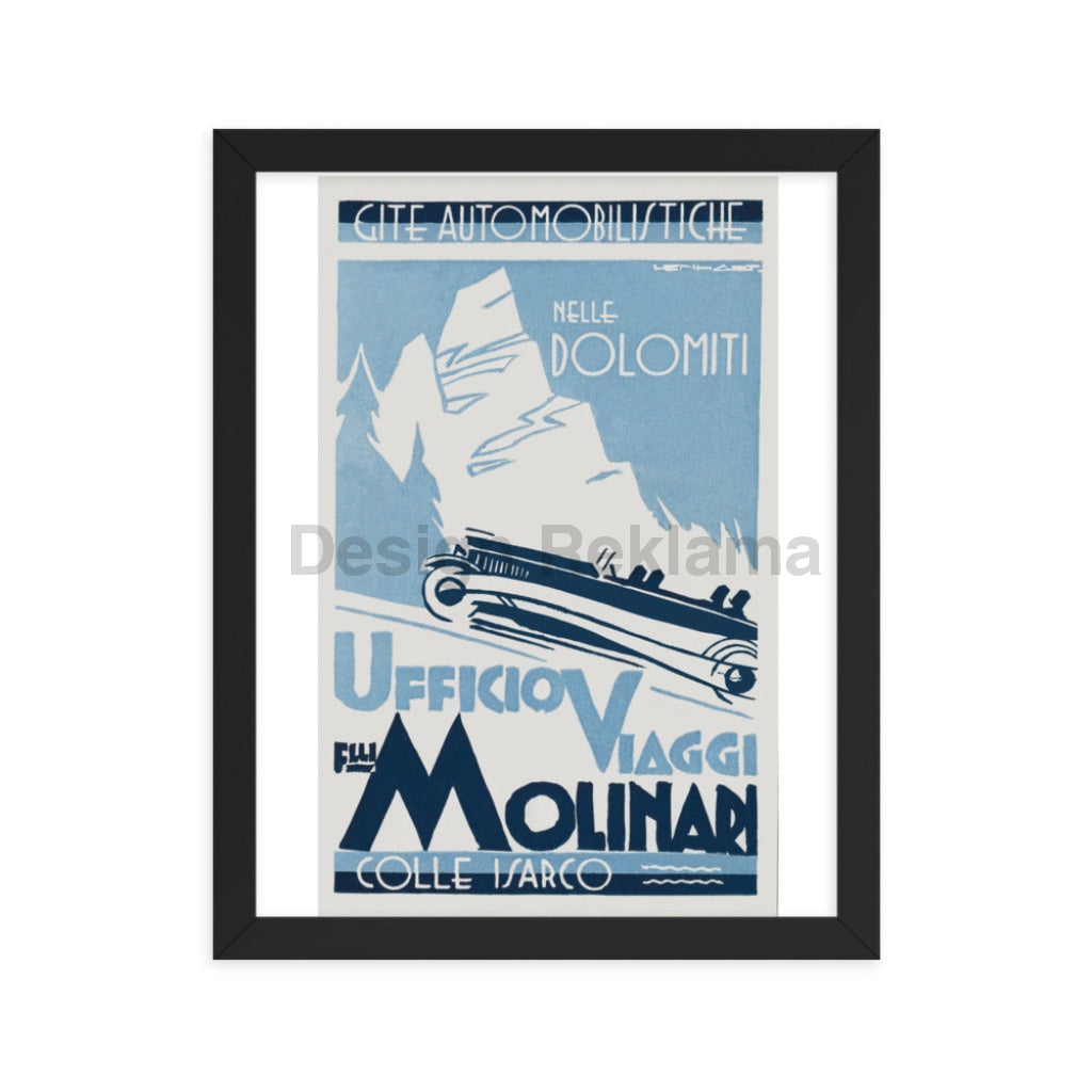 Motor Tours in the Dolomites, Italy from the Molinari Travel Company. Framed Vintage Travel Poster Vintage Travel Poster Design Reklama