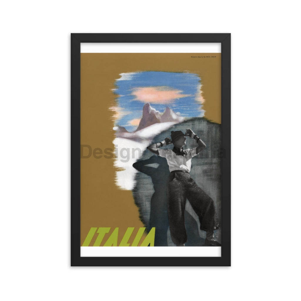 Mountain Hiking - Travel in Italy, 1937. Framed Vintage Travel Poster Vintage Travel Poster Design Reklama