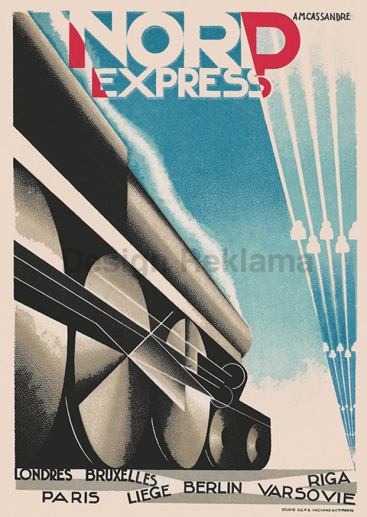 Nord Express Railroad Route (North Express) France, 1933. Designed by A. M. Cassandre. Unframed Vintage Travel Poster Vintage Travel Poster Design Reklama