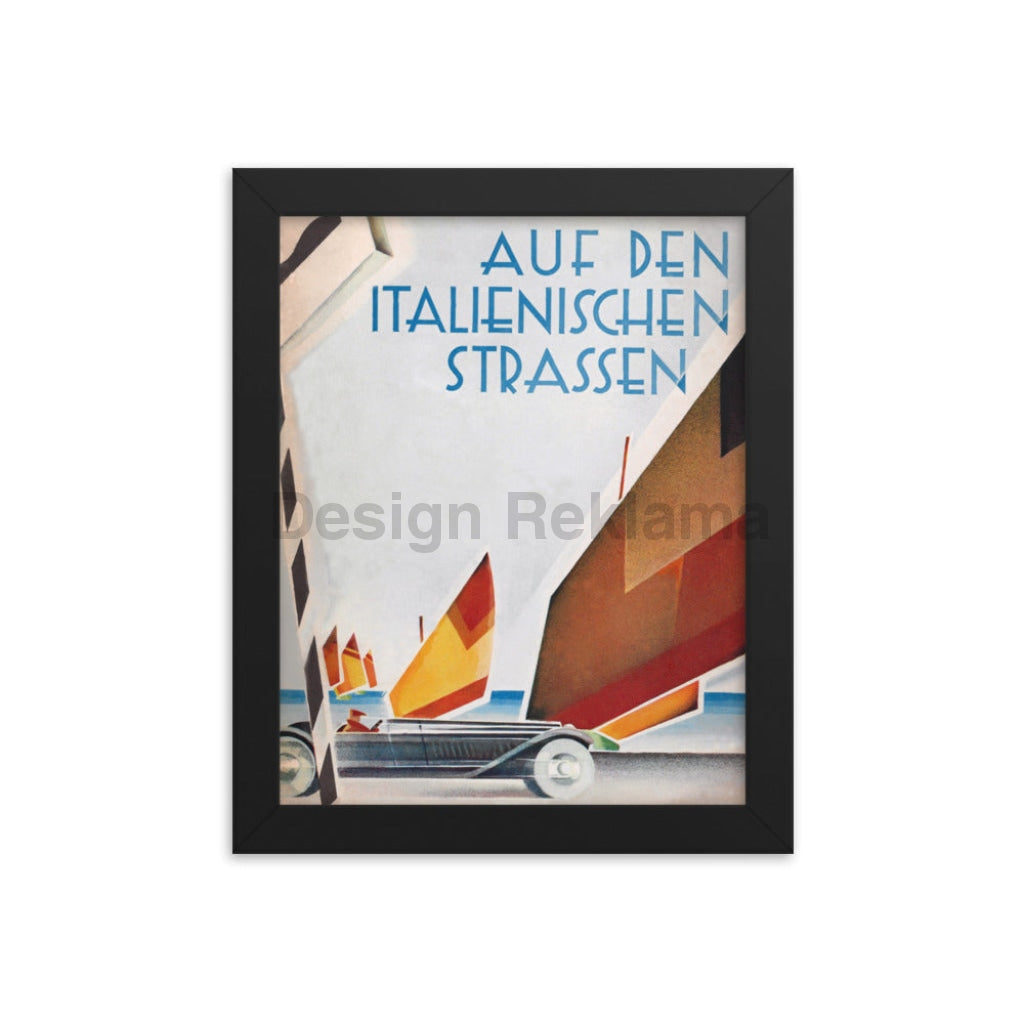 On the Italian Roads, 1933. Framed Vintage Travel Poster Vintage Travel Poster Design Reklama