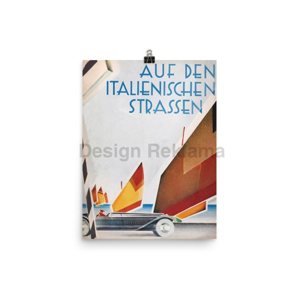 On the Italian Roads, 1933. Unframed Vintage Travel Poster Vintage Travel Poster Design Reklama