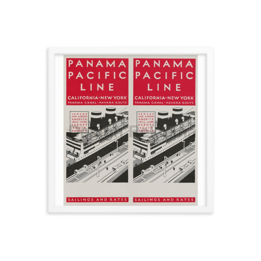 Panama Pacific Line California New York Panama Canal Havana Route Sailings Rates, 1931. Framed Vintage Travel Poster Vintage Travel Poster Design Reklama