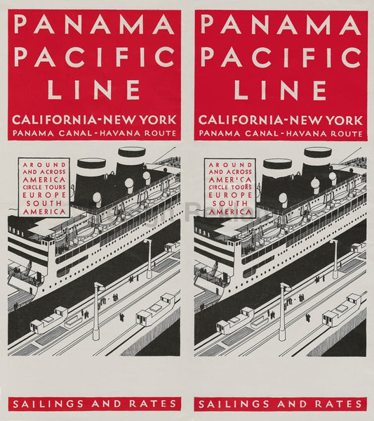 Panama Pacific Line California New York Panama Canal Havana Route Sailings Rates, 1931. Unframed Vintage Travel Poster Vintage Travel Poster Design Reklama