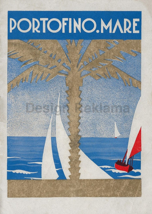 Portofino Mare, Italy Poster, circa 1933. Unframed Vintage Travel Poster Vintage Travel Poster Design Reklama