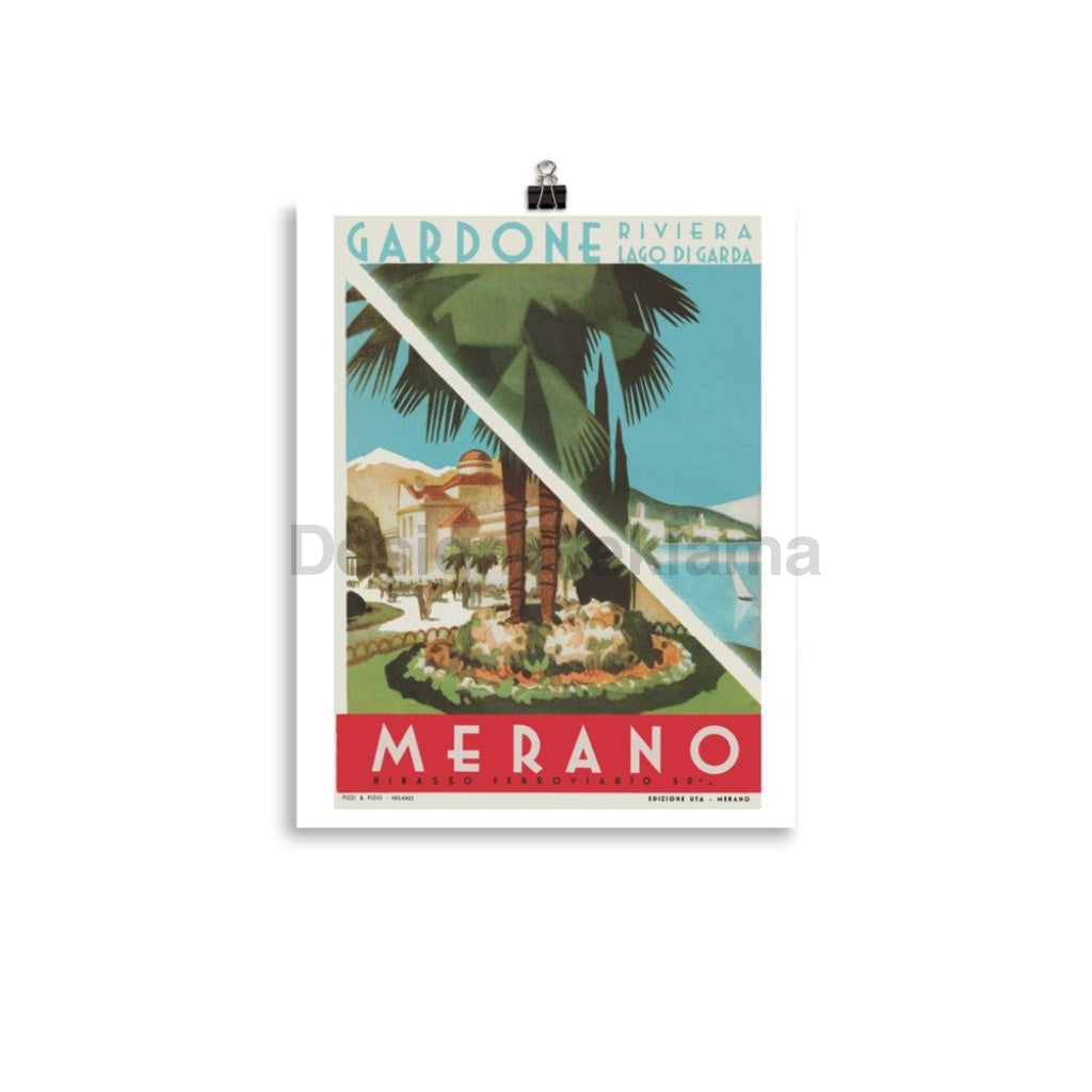 Poster for Merano and Gardone, Italy circa 1935. Unframed vintage travel poster Vintage Travel Poster Design Reklama
