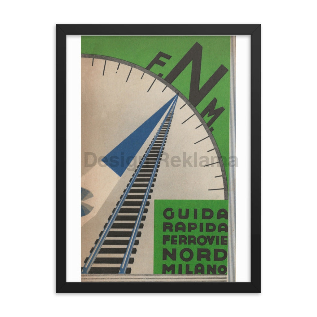 Quick Guide to Milan, Italy by Northern Railway circa  1933. Framed Vintage Travel Poster Vintage Travel Poster Design Reklama