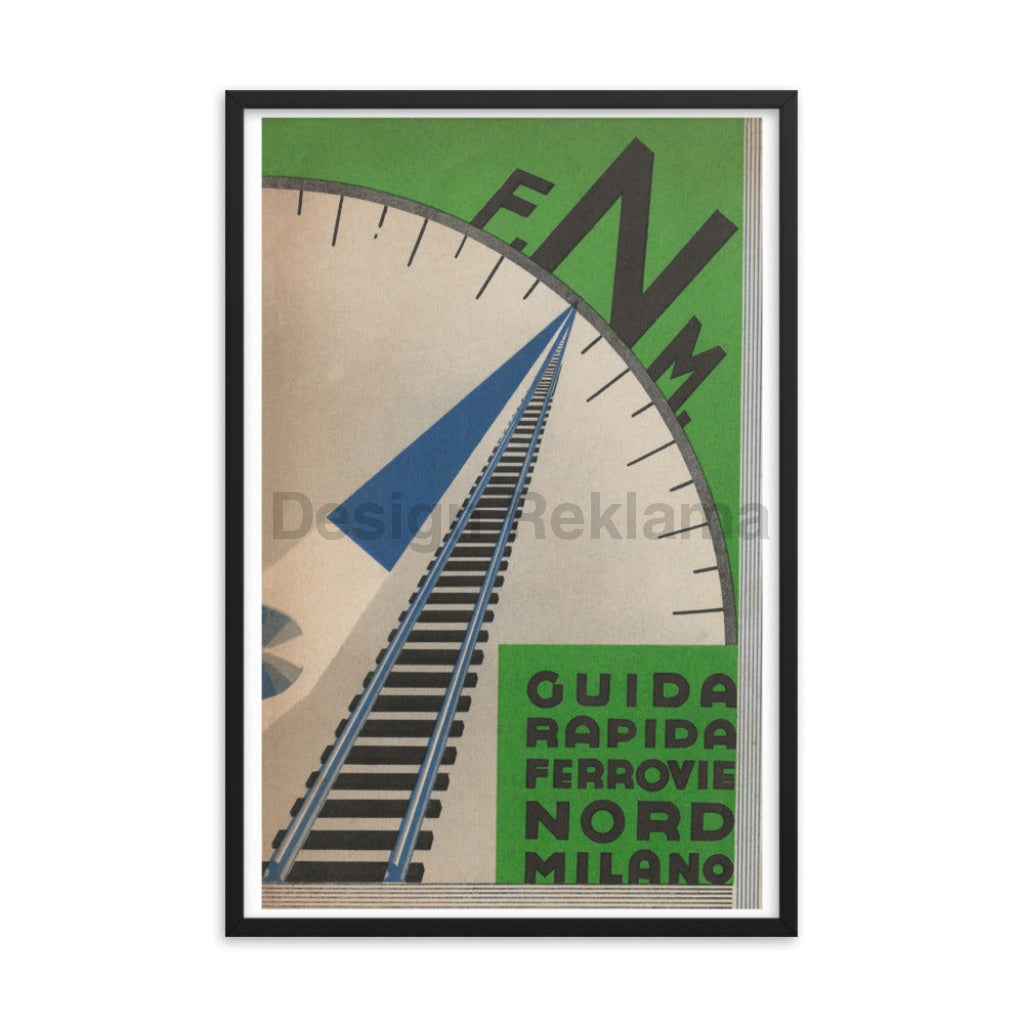 Quick Guide to Milan, Italy by Northern Railway circa  1933. Framed Vintage Travel Poster Vintage Travel Poster Design Reklama