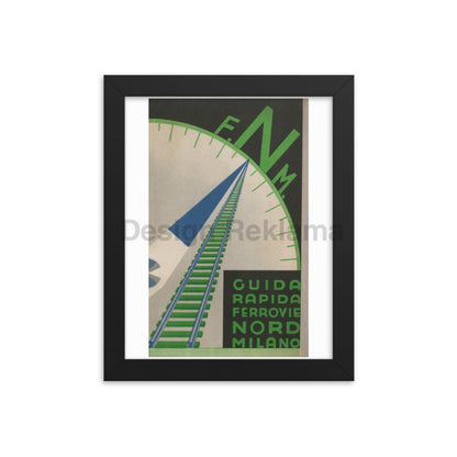 Quick Guide to Milan, Italy by Northern Railway Version 2 circa 1933. Framed Vintage Travel Poster Vintage Travel Poster Design Reklama