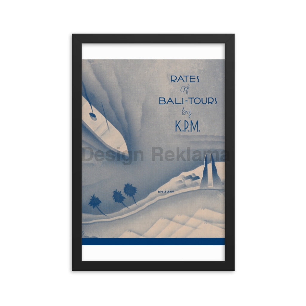 Rates Of Bali Tours By KPM-Koninklijke Paketvaart Maatschappij Line, 1936. Framed Vintage Travel Poster Vintage Travel Poster Design Reklama
