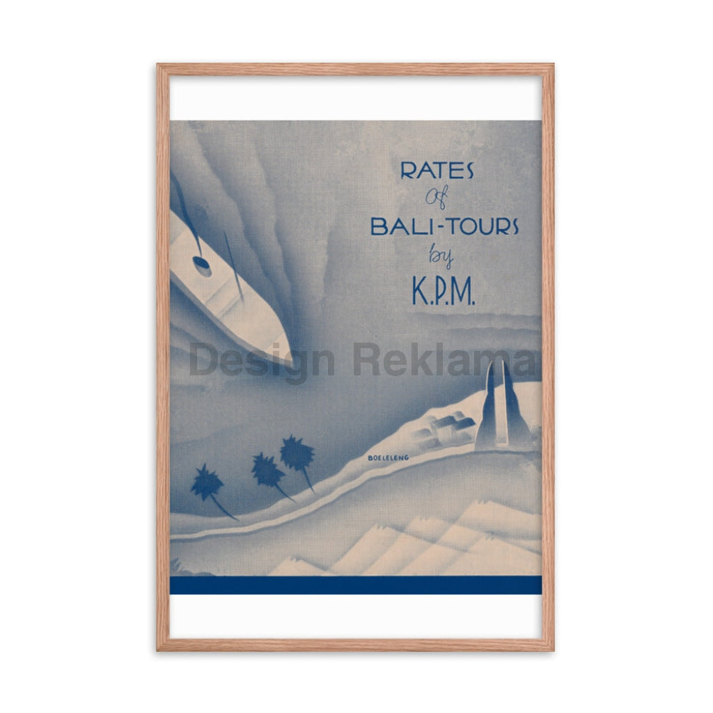 Rates Of Bali Tours By KPM-Koninklijke Paketvaart Maatschappij Line, 1936. Framed Vintage Travel Poster Vintage Travel Poster Design Reklama