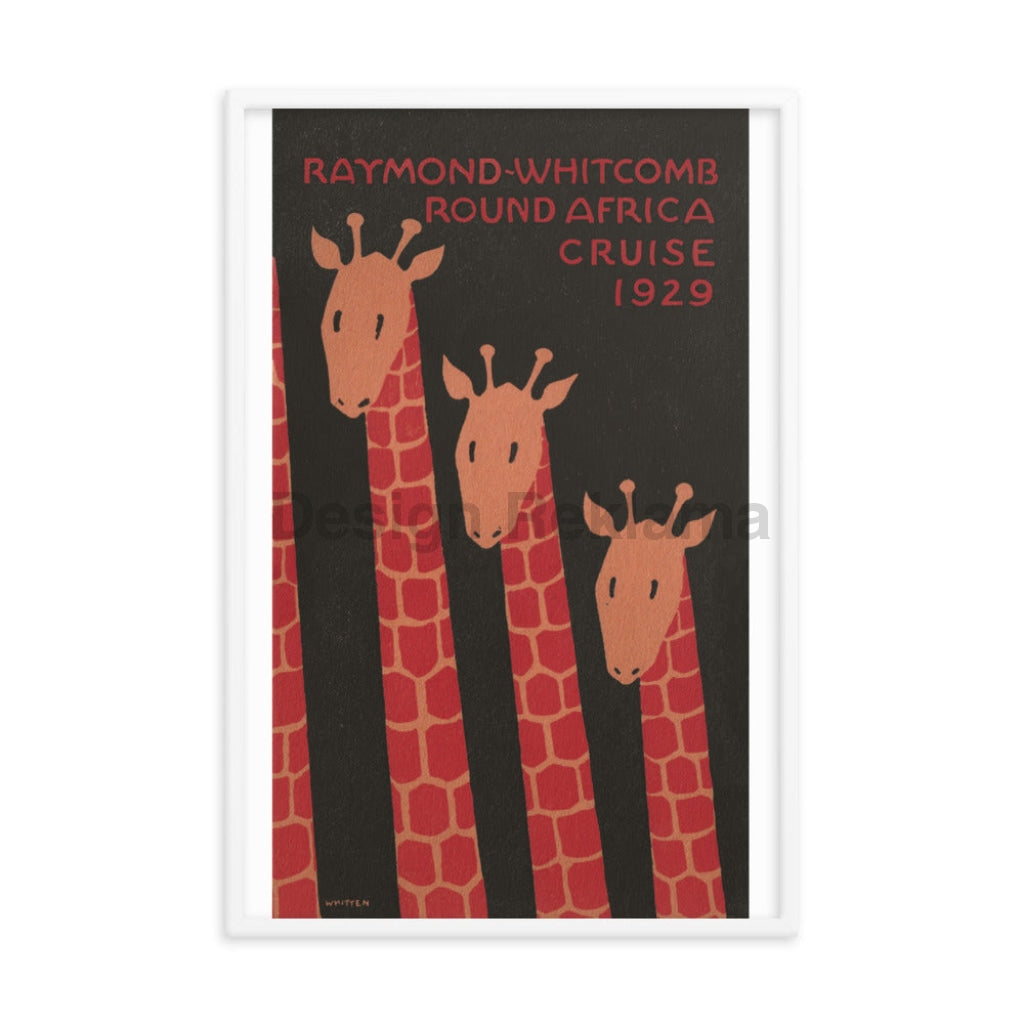 Raymond Whitcomb Round Africa Cruise, 1929. Framed Vintage Travel Poster Vintage Travel Poster Design Reklama