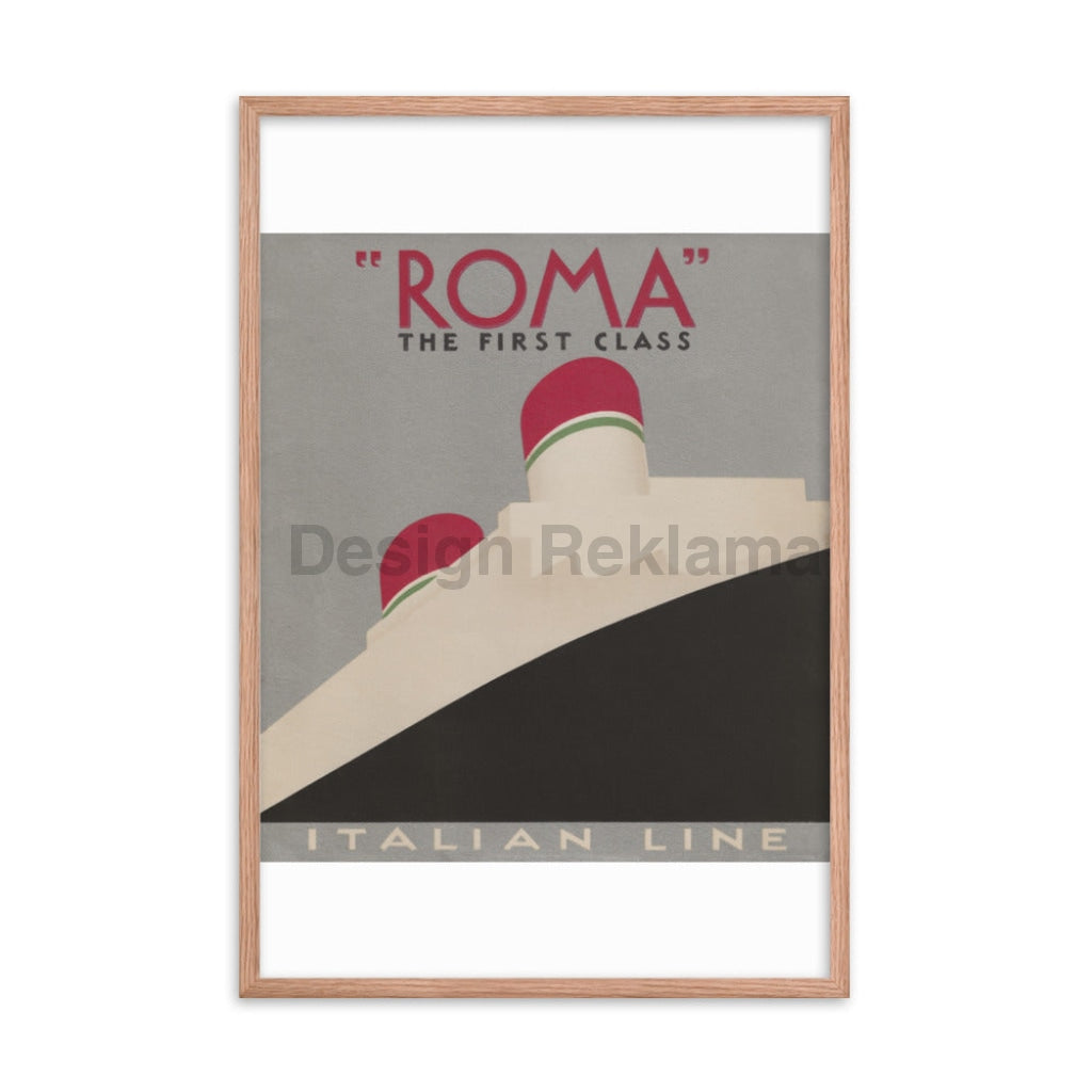 Roma First Class Italian Lines Italia Cosulich Lloyd Trestino, Adria, circa 1935. Framed Vintage Travel Poster Vintage Travel Poster Design Reklama