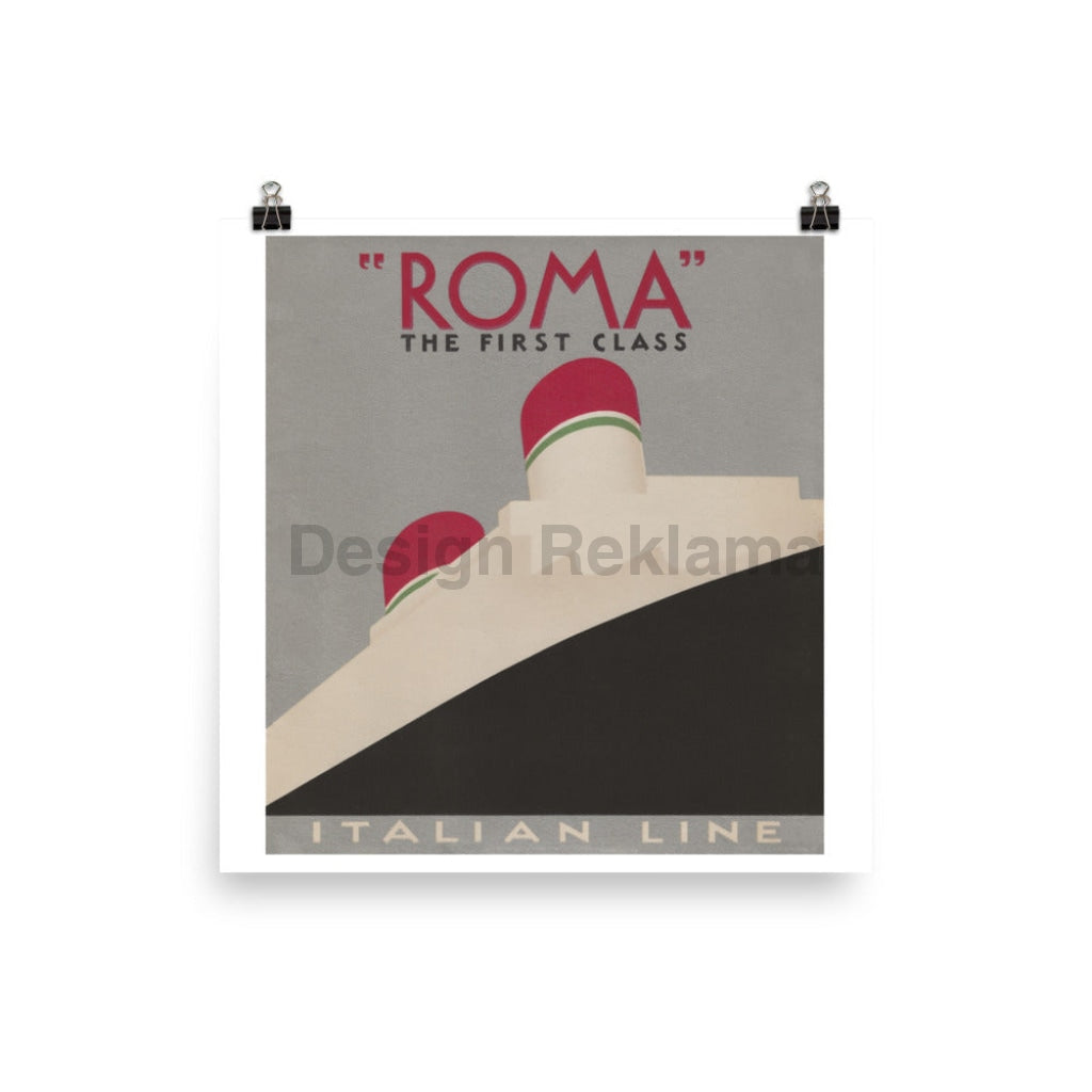 Roma First Class Italian Lines Italia Cosulich Lloyd Trestino, Adria, circa 1935. Unframed Vintage Travel Poster Vintage Travel Poster Design Reklama