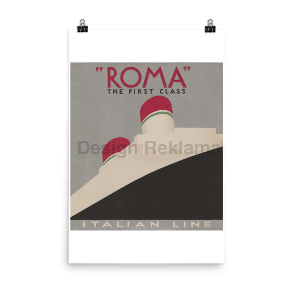 Roma First Class Italian Lines Italia Cosulich Lloyd Trestino, Adria, circa 1935. Unframed Vintage Travel Poster Vintage Travel Poster Design Reklama