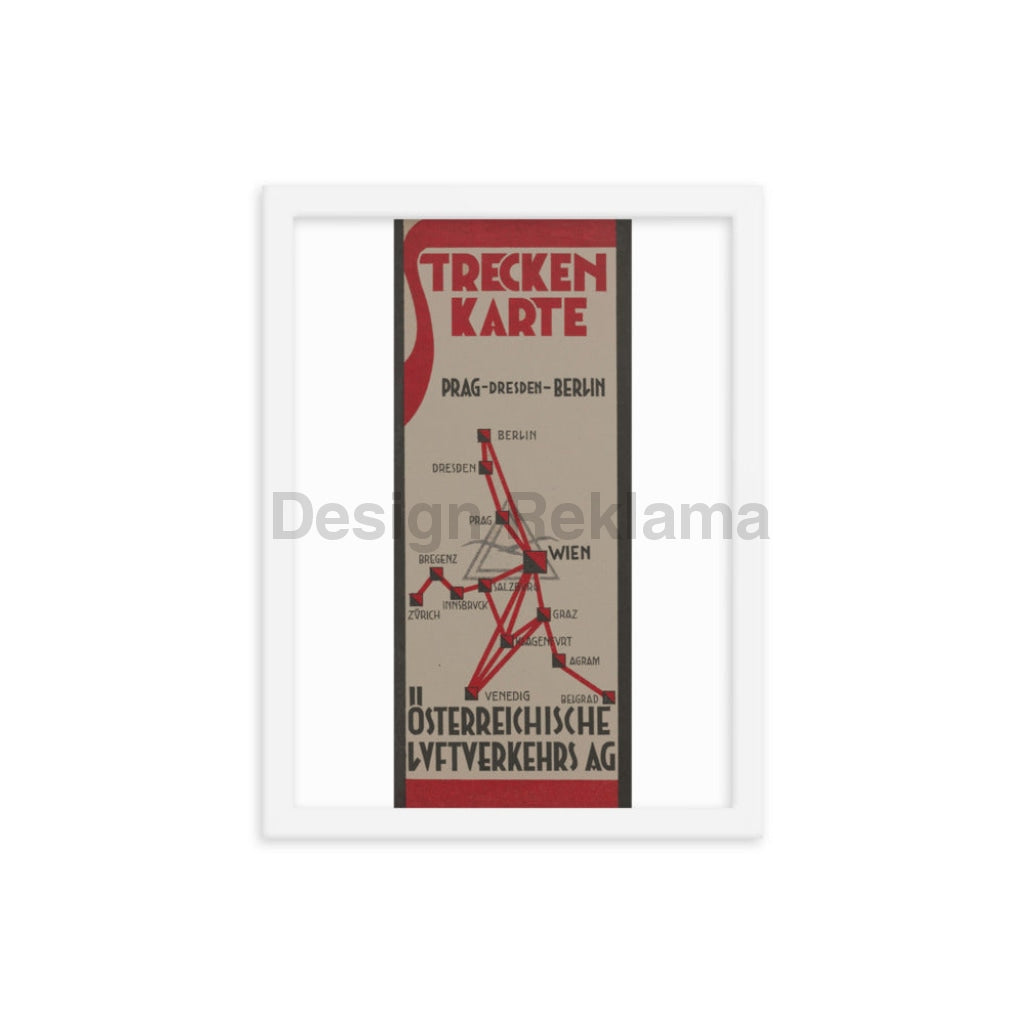 Route Map Austrian Airways 1932 Framed Vintage Travel Poster Vintage Travel Poster Design Reklama