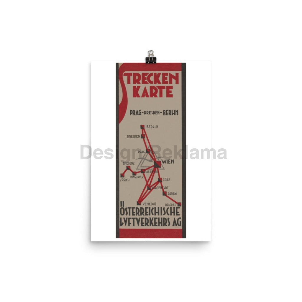 Route Map Austrian Airways 1932 Unframed Vintage Travel Poster Vintage Travel Poster Design Reklama