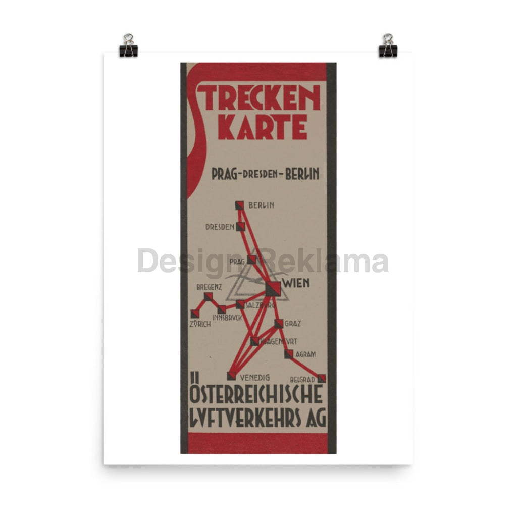 Route Map Austrian Airways 1932 Unframed Vintage Travel Poster Vintage Travel Poster Design Reklama