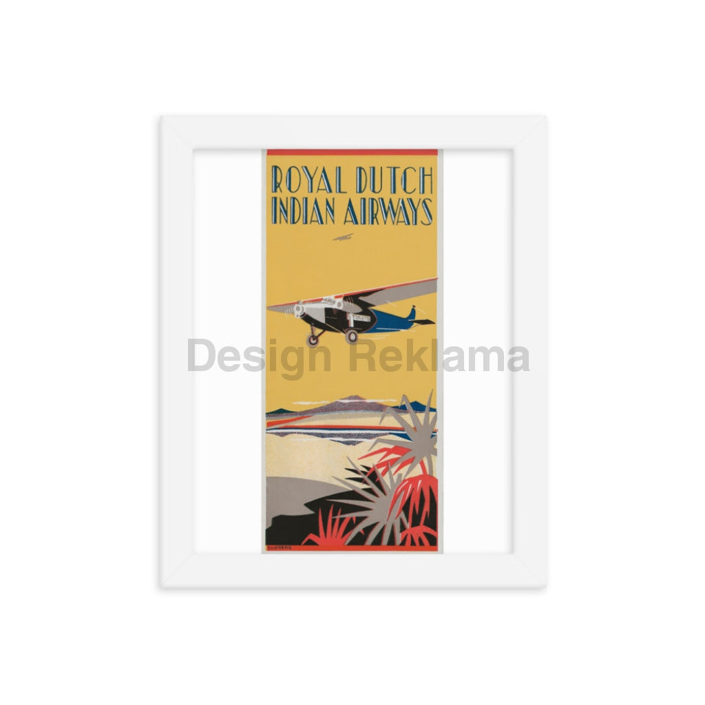 Royal Dutch Indian Airways circa 1935. Framed Vintage Travel Poster. Signed Ludburg Vintage Travel Poster Design Reklama
