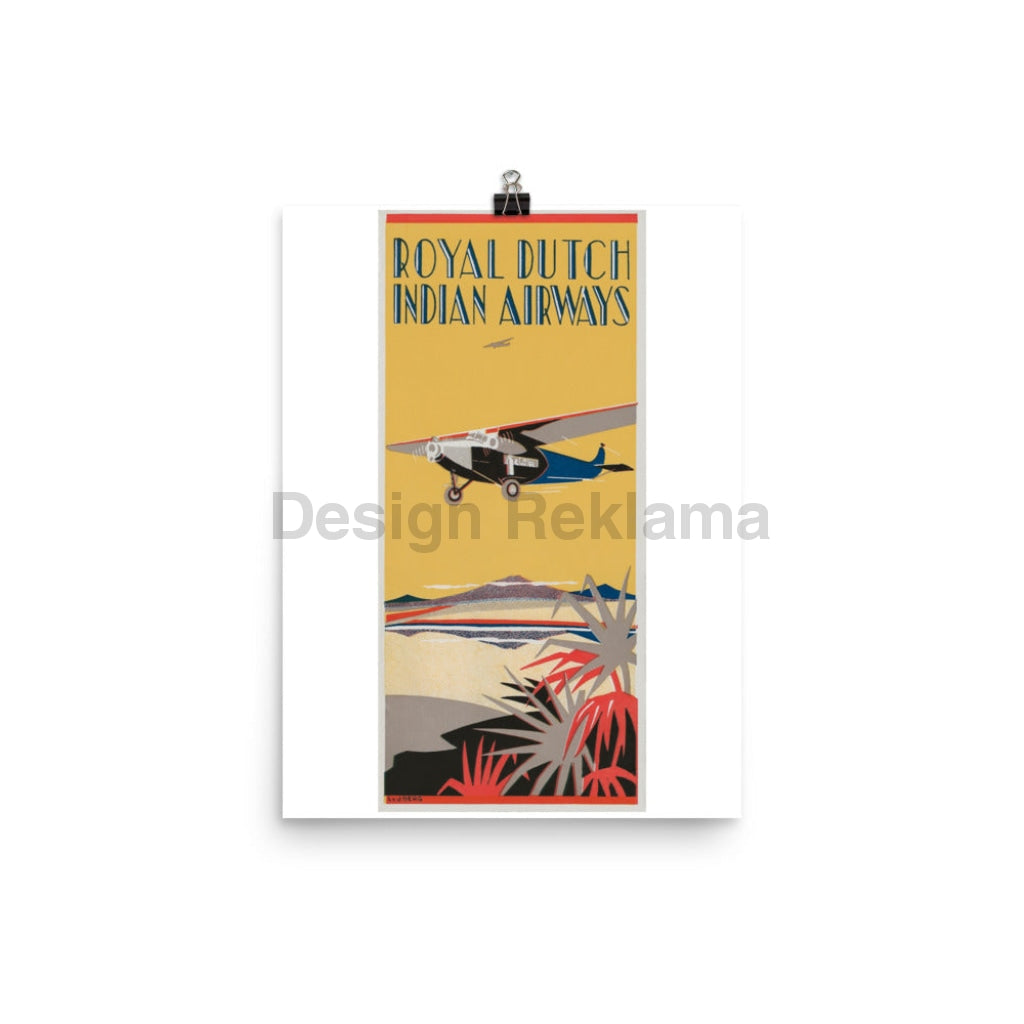 Royal Dutch Indian Airways circa 1935. Unframed Vintage Travel Poster Vintage Travel Poster Design Reklama