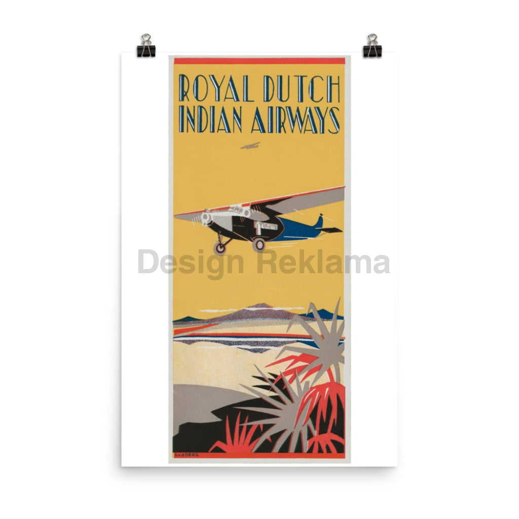 Royal Dutch Indian Airways circa 1935. Unframed Vintage Travel Poster Vintage Travel Poster Design Reklama
