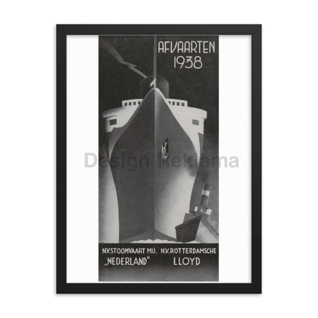 Sailings 1938 for the Rotterdamsche Lloyd, Steamship Nederland. Framed Vintage Travel Poster Vintage Travel Poster Design Reklama