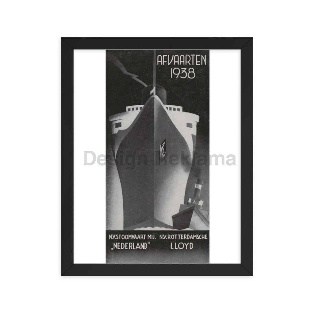 Sailings 1938 for the Rotterdamsche Lloyd, Steamship Nederland. Framed Vintage Travel Poster Vintage Travel Poster Design Reklama