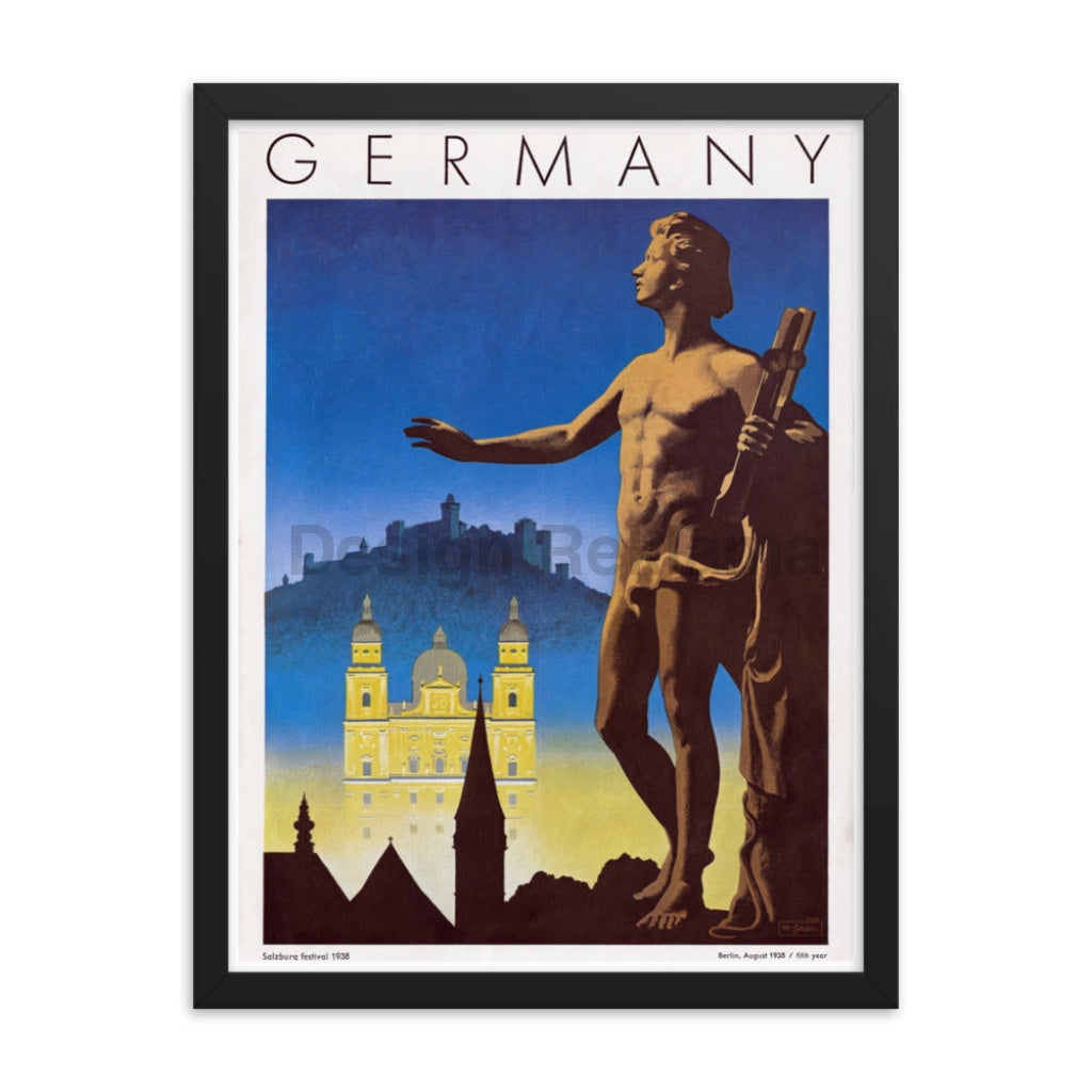 Salzburg, 1938. Framed Vintage Travel Poster Vintage Travel Poster Design Reklama