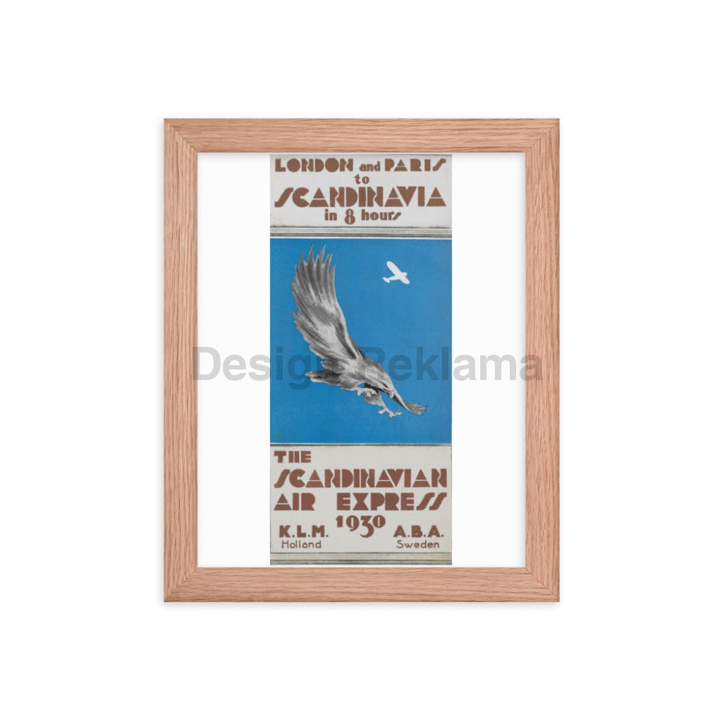 Scandinavian Air Express, 1930, Operated by KLM and ABA Airlines. Framed Vintage Travel Poster Vintage Travel Poster Design Reklama