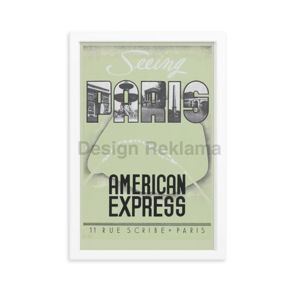 Seeing Paris with American Express, circa 1936. Framed Vintage Travel Poster Vintage Travel Poster Design Reklama
