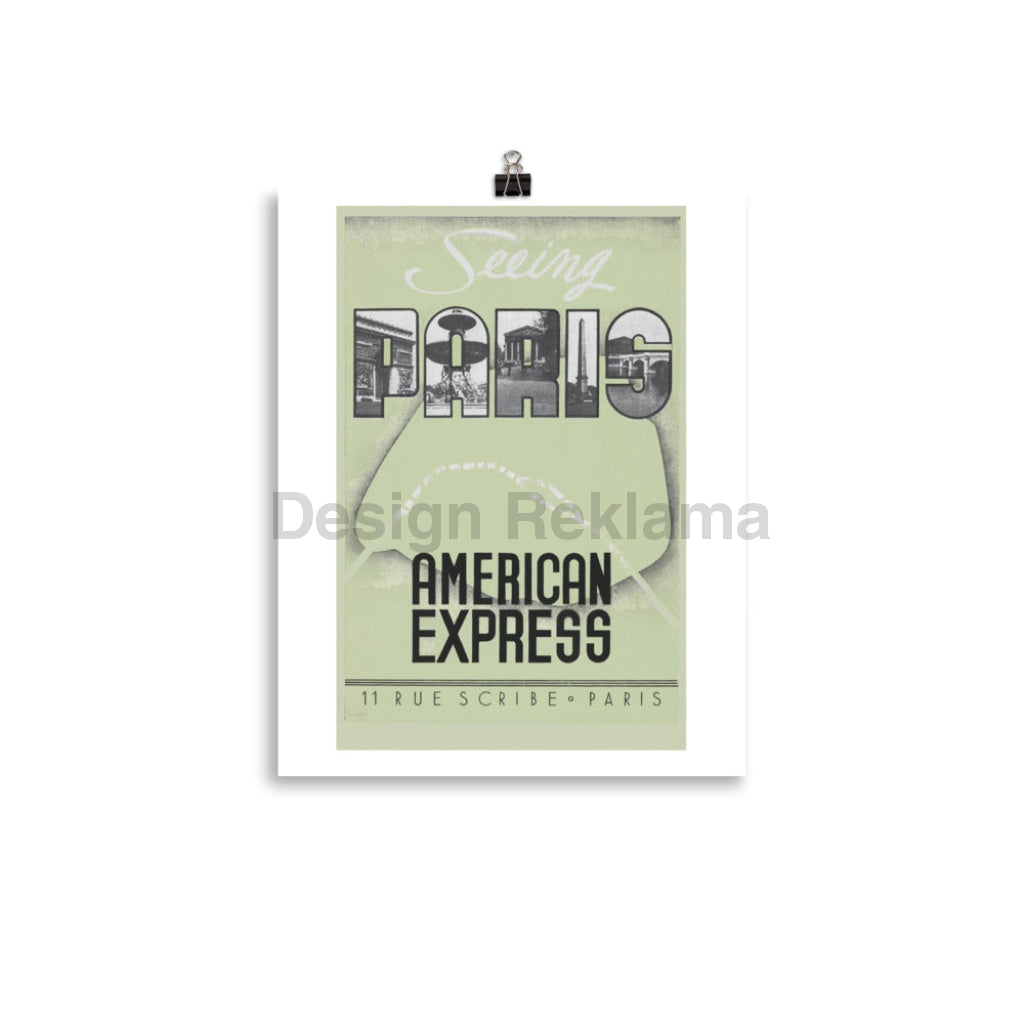 Seeing Paris with American Express, circa 1936. Unframed Vintage Travel Poster Vintage Travel Poster Design Reklama