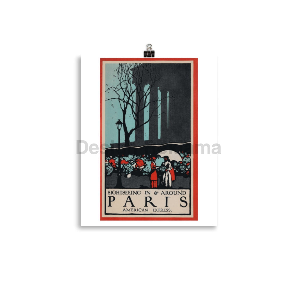 Sightseeing In Paris France from American Express 1930. Unframed Vintage Travel Poster Vintage Travel Poster Design Reklama