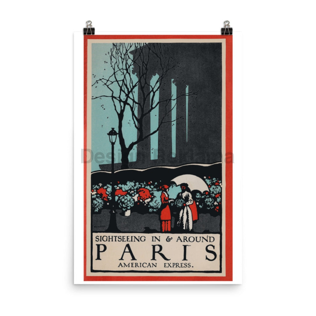 Sightseeing In Paris France from American Express 1930. Unframed Vintage Travel Poster Vintage Travel Poster Design Reklama